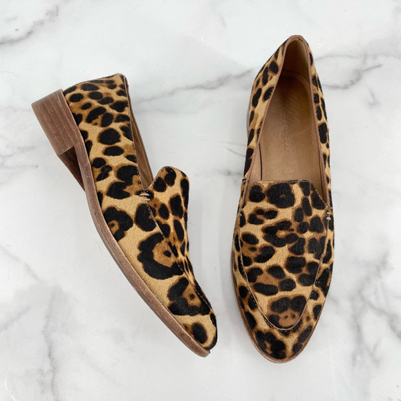 Madewell Shoes - Madewell Womens Loafer Flat Shoes Brown Black Calf Hair Slip On Leopard 6.5